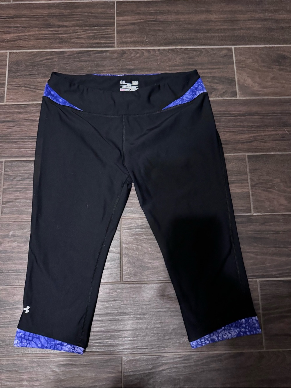 Under Armour Black Capri Leggings with Purple Trim